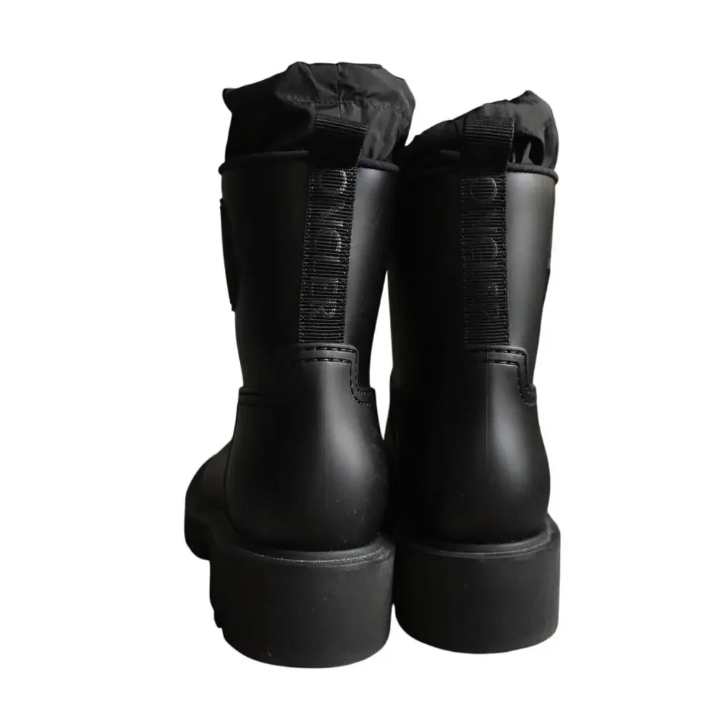 Moncler Women's Black Kickstream Rubber Waterproof Boots Size IT 39 US 9